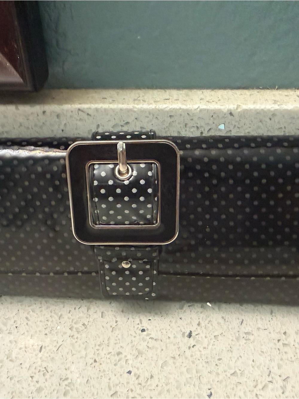 Polka Dot Black Clutch with Square Buckle